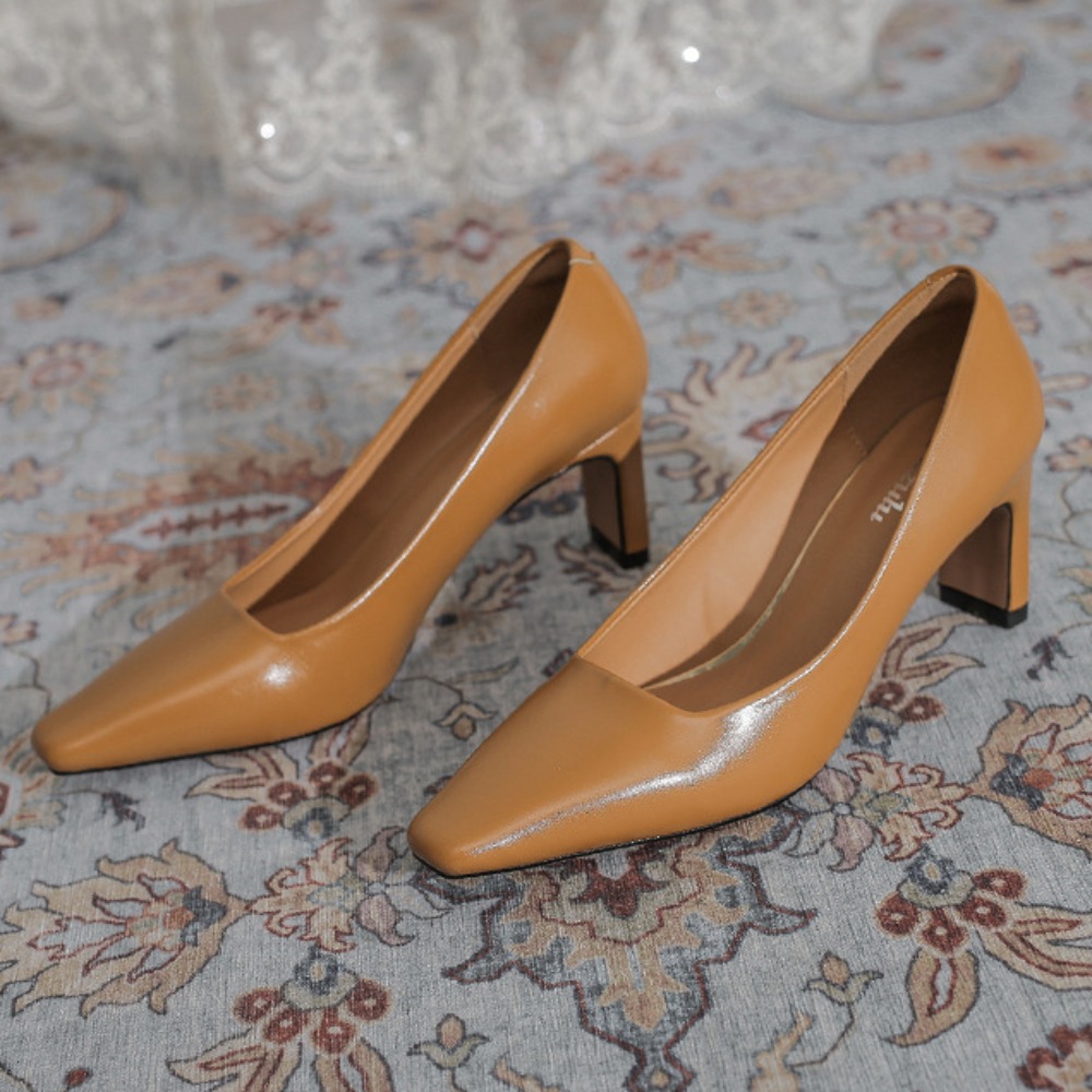 Leather Work Women Shoes - High Heels Women's New Professional Commuting