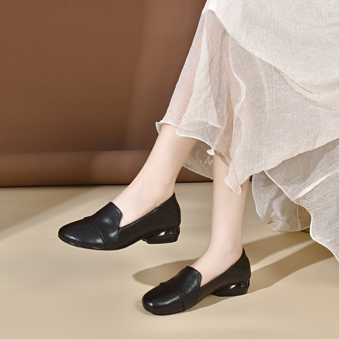 Leather Work Women Shoes - Women's shoes 2026 autumn low heel