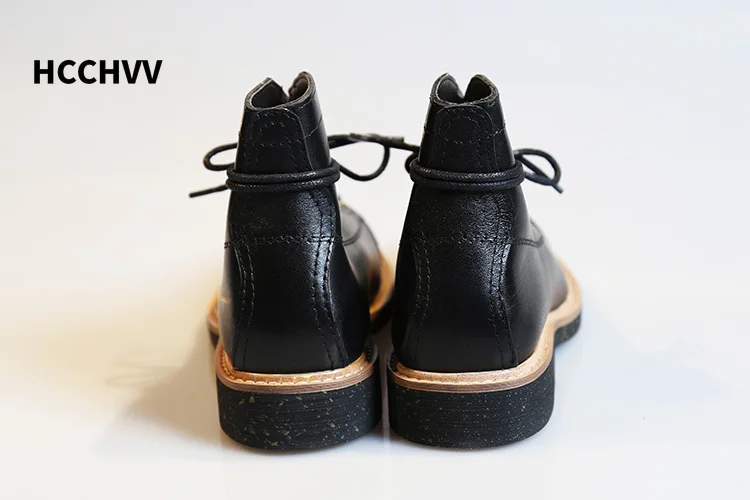 Men's Round Head Locomotive Wo - Leather Work Women Shoes 评论和价格