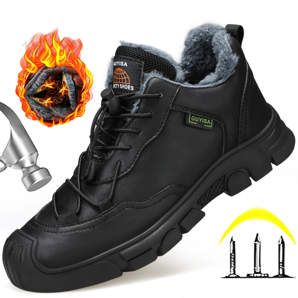 Men's Winter Boots Leather Sho - Leather Work Women Shoes 评论和价格