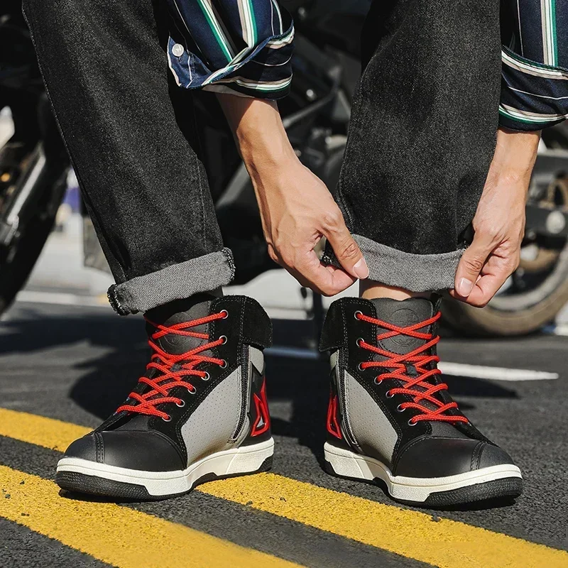 Motorcycle Shoes Men Motocross - Leather Work Hat 评论和价格