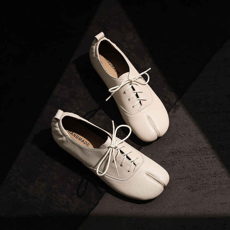 Genuine Leather Sheepskin Tabi - Leather Work Flats Women 评论和价格