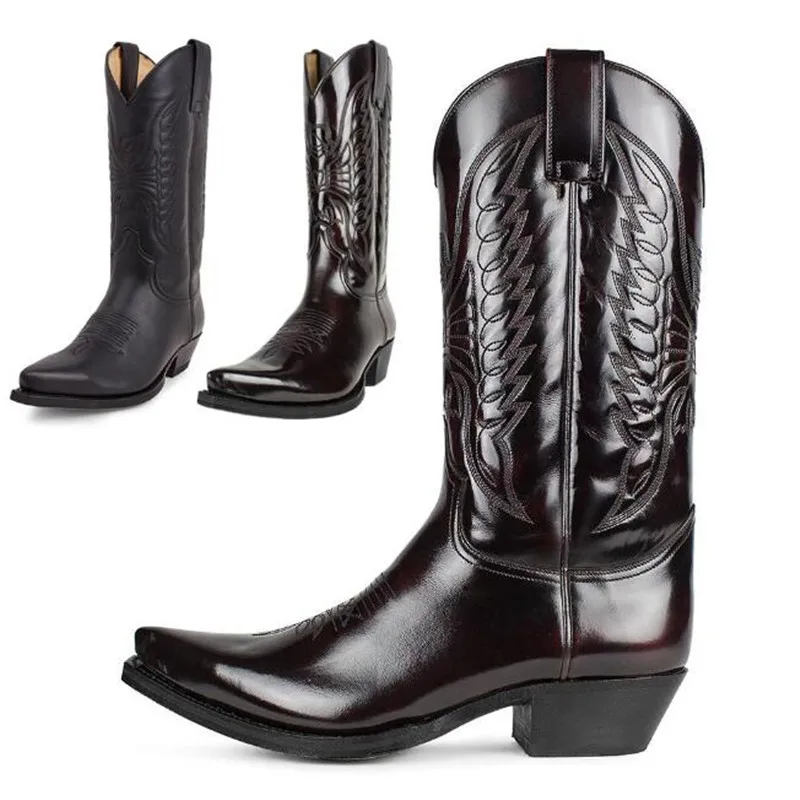 Cowboy Men Women Country Vinta - Leather Work Women Shoes 评论和价格