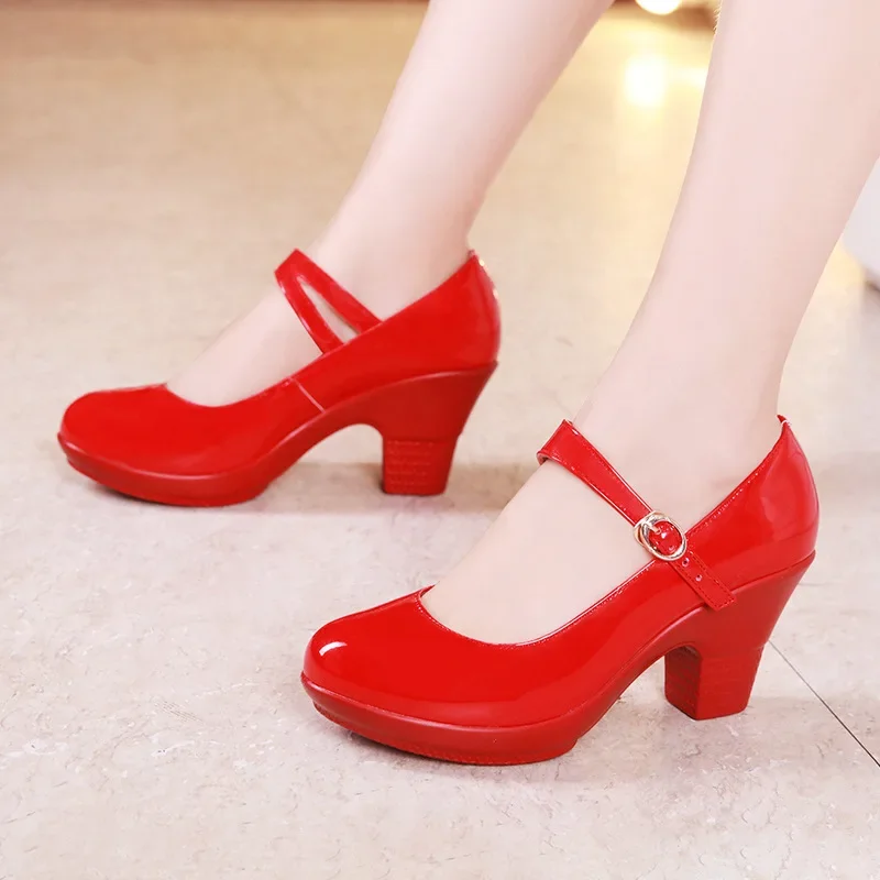 Small Size 32-43 Medium Block  - Leather Work Women Shoes 评论和价格