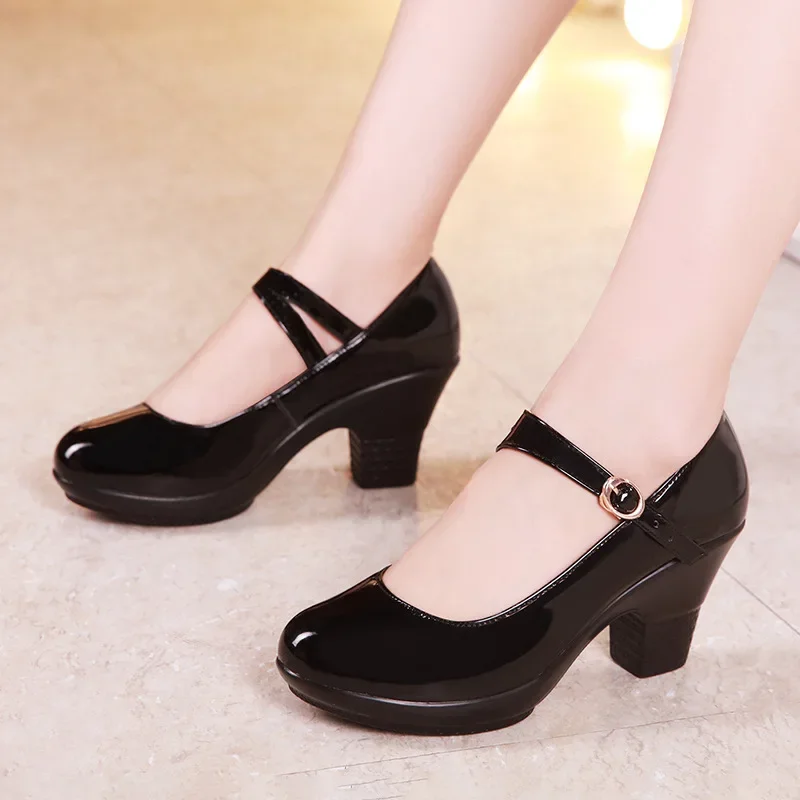 Small Size 32-43 Medium Block  - Leather Work Women Shoes 评论和价格