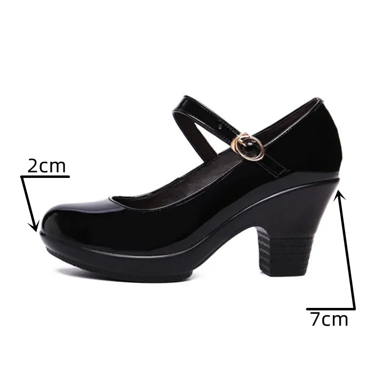 Small Size 32-43 Medium Block  - Leather Work Women Shoes 评论和价格
