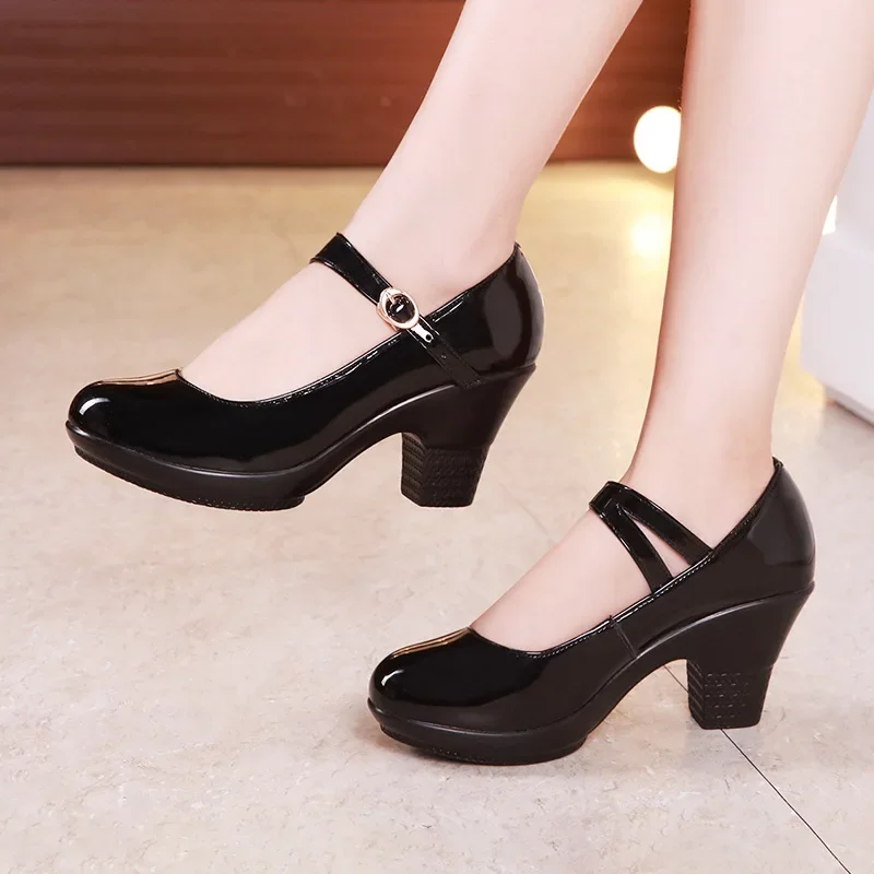 Small Size 32-43 Medium Block  - Leather Work Women Shoes 评论和价格