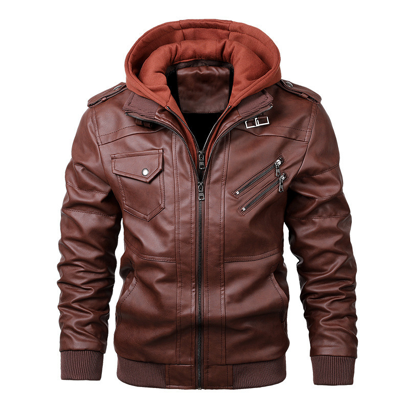 Fake Two Piece Leather Jacket  - Leather Work Hat 评论和价格