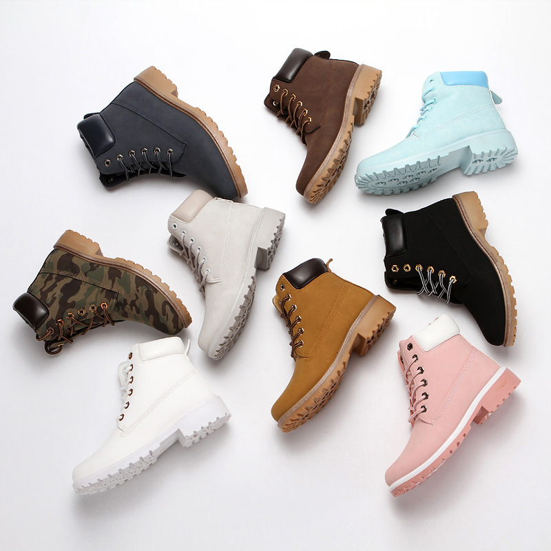 Women's Platform Boots Round T - Leather Work Women Shoes 评论和价格