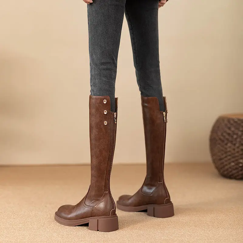 Autumn Winter Middle Heel Ladi - Leather Work Women Shoes 评论和价格