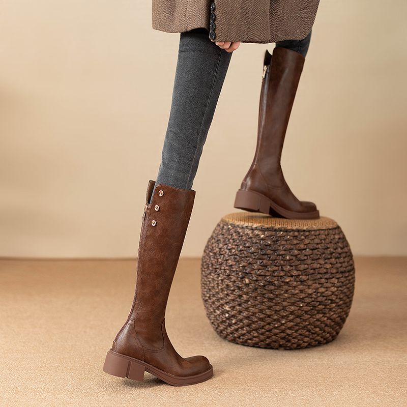 Autumn Winter Middle Heel Ladi - Leather Work Women Shoes 评论和价格